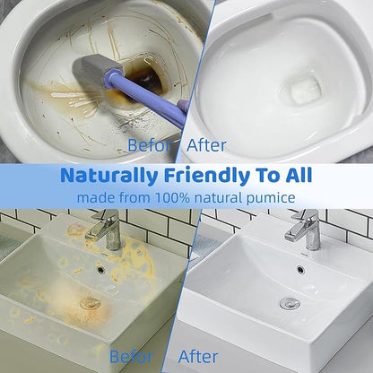 Pumice Stone Toilet Bowl Cleaner,Bathroom Cleaner Brush Toilet Wand Refills with 30CM Long Handle for Remove Hard Water Stains with 1 Wand+ Pumice Stones (20 Pack)