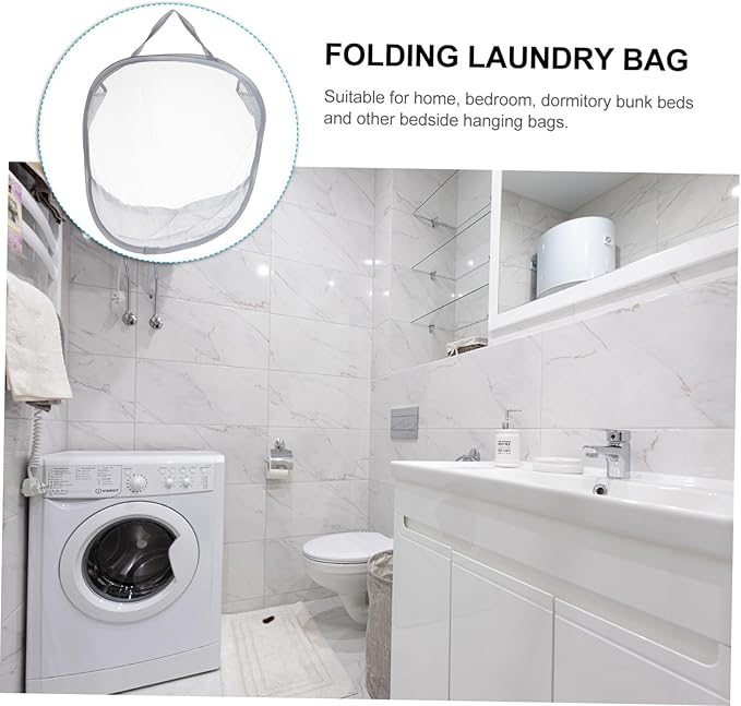 CHILDWEET 1pc Wall Hanging Laundry Bag Foldable Storage Basket for Bathroom Lightweight Organizer for Clothes Toys and Towels Gray