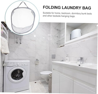 CHILDWEET 1pc Wall Hanging Laundry Bag Foldable Storage Basket for Bathroom Lightweight Organizer for Clothes Toys and Towels Gray