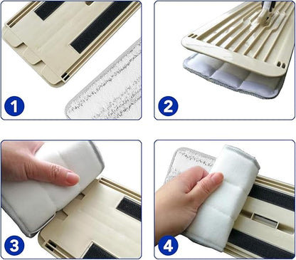 Microfiber Cleaning Pads for Flat Mop Bucket Set : 10 Packs 13" X 4.9" Washable Pads for Floor Cleaning Compatible with Tethys & Most 13 Inch Flat Mop Bucket System
