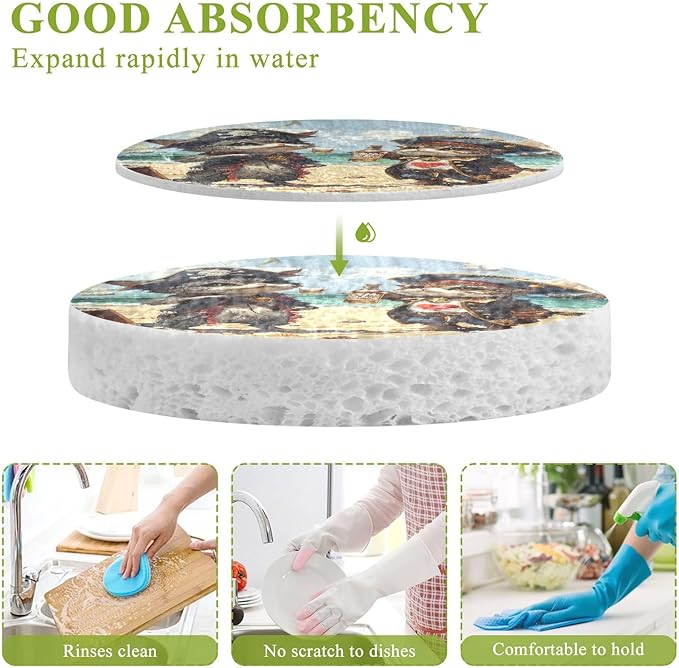 Funny Cat Kitchen Scrub Sponges, Pop-up Kitchen Cleaning Sponges Reusable Dish Washing Sponges for Bathroom Household Cleaning 3 Pack - Non Scratch Scrubber