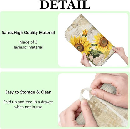 Dish Drying Mat Drainer Pads - Extra Large Microfiber Drying Mats for Dishes Kitchen Counter Super Absorbent Pads for Draining Racks (Sunflower,16"x18" )