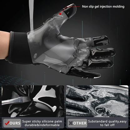 Kids Football Gloves Youth Enhanced Grip Silicone Wide Receiver Gloves