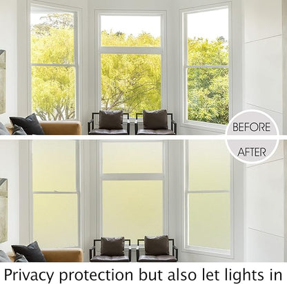 HIDBEA Frosted Window Privacy Film Heat Control UV Blocking, Static Cling Non-Adhesive Reusable Door coverings for Bathroom Home Office (Frosted 23.6 Inch x 9.8 Feet)