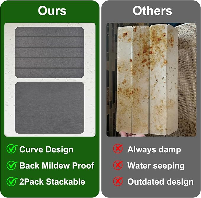 Stone Drying Mat for Kitchen Counter,2 Pack 16''x12'' Quick Dish Drying Stone Mat Kitchen,Double-sided Diatomaceous Earth Stone Drying Mat,No Moisture Residue, Stone Dish Drying Mat (Vertical Stripes)