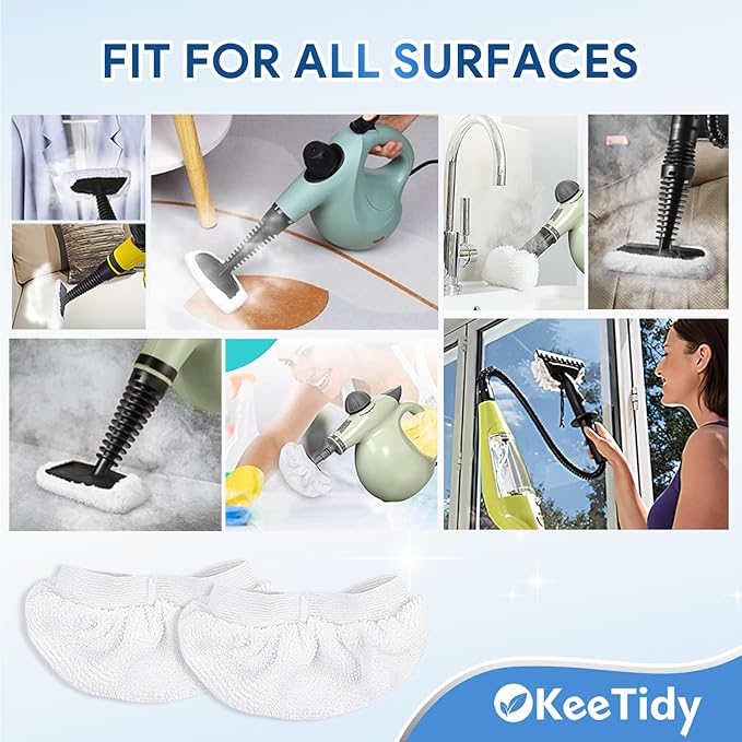 Steam Mop Pads with Washable and Reusable Compatible with ScrubWiz Steam Mop with Detachable Handheld Steam Cleaner, Replacement Accessories for LABIGO 10-in-1 Steam Mop，3+3 Packs