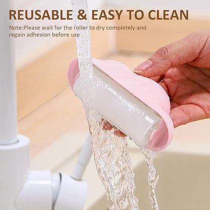 Travel Mini Lint Roller 2 Pack - Portable, Reusable & Washable Sticky Roller with 2 Extra Refills - Pet Hair Remover for Clothes, Purse, Car, Home - Pink and Blue