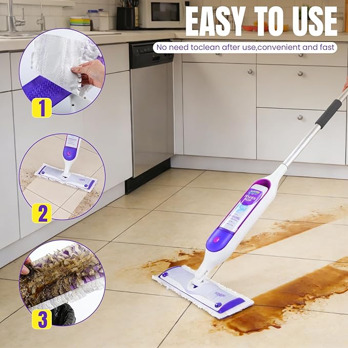 60 Count Power Mop Pads for Swiffer PowerMop 500+ Strips Multi-Surface Refill Pad Disposable Spray Mopping Pads Head Refills for Floor Cleaning (Quick-Absorb, No Residue & Disposable)