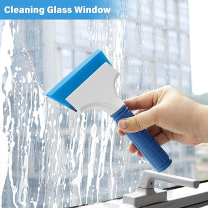 Gomake 2PCS Small Rubber Squeegee Window Shower Squeegee,Auto Water Blade Squeegee for Shower Glass Door,Car Windshield, Window, Mirror, Bathroom,Countertop Cleaning (Blue)