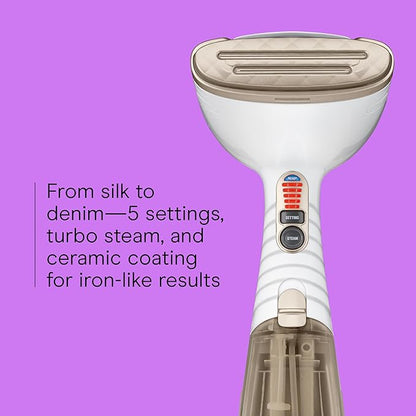 Conair Handheld Garment Steamer for Clothes, Turbo ExtremeSteam 1875W Fabric Clothes Steamer, Portable Handheld Design, Strong Penetrating Steam, White/Champagne, Pack of 2
