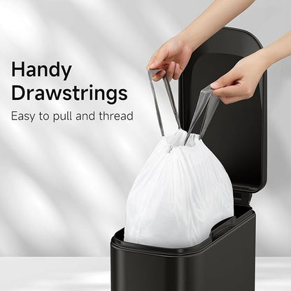 TIPGO 5 Gallon Trash Bags Drawstring, Pre-Cut Strong Wastebasket Bin Liners, White Garbage Bags for Home, Office, Bathroom (Code E, 240 Count)