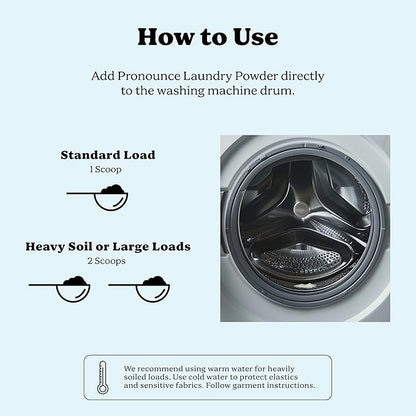 Pronounce Laundry Detergent Powder Alternative | Cleaner Ingredients. Safer for Sensitive Skin. Stain + Smell Fighting. Fragrance Free, HE Safe - 120 Loads (Unscented).