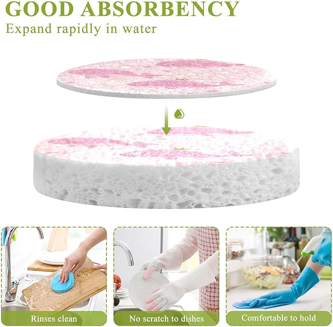 Dolphin Kitchen Scrub Sponges, Pop-up Kitchen Cleaning Sponges Reusable Dish Washing Sponges for Bathroom Household Cleaning 3 Pack - Non Scratch Scrubber