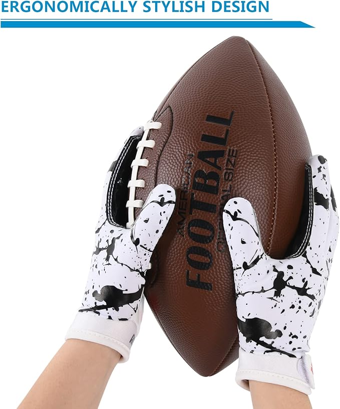Kids Football Gloves Youth Enhanced Grip Silicone Wide Receiver Gloves
