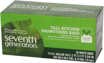 Seventh Generation Drawstring Kitchen Trash Bags 13 gal, 20 Bags