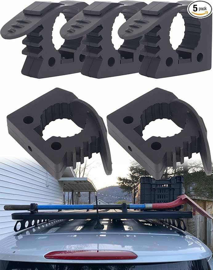 Shovel Mount - Axe Holder Quick-Release Wall Mount Fits 1-1/7'' to 1-3/7'' Diameter Tools Equipment for Rubber Material Shovel Holder for Roof Rack, Boats, Molle Panel, Axe (5 Pack)