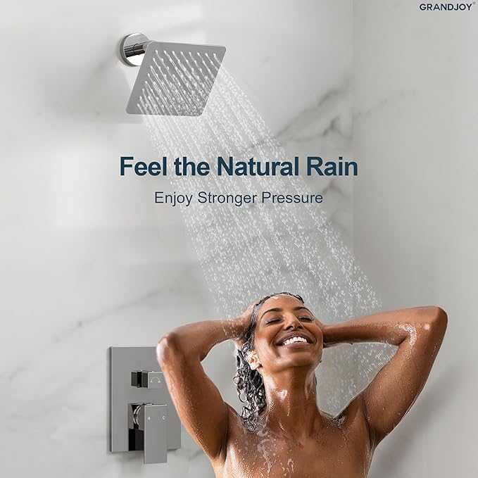 2-Spray Pattern 6 in.Square Shower head with Single Handle Shower Handheld Faucet 2.5 GPM in Polish Chrome