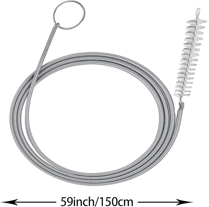 Extra Long Pipe Tube Cleaner Fridge Drain Pipe Dredging Tool Flexible Drain Brush Skinny Tube Spiral Cleaning Brush Drinking Straw Cleaner Brush Nylon Spring Aquarium Filter Brush 155CM (1)