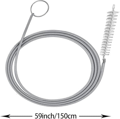 Extra Long Pipe Tube Cleaner Fridge Drain Pipe Dredging Tool Flexible Drain Brush Skinny Tube Spiral Cleaning Brush Drinking Straw Cleaner Brush Nylon Spring Aquarium Filter Brush 155CM (1)