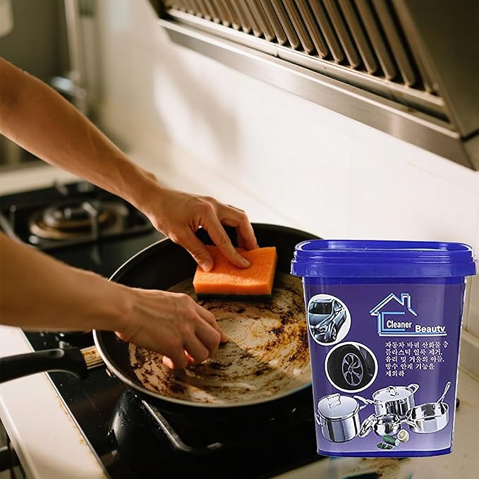 Multi-function Kitchen Pots and Pan Cleaner, Powerful Stainless Steel Cookware Cleaning Paste 500g for House Pots, Sinks,Appliances Surfaces,Kitchen Utensils