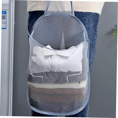 KOMBIUDA 2pcs Wall-mounted Storage Organizer Baskets for Clothes Lightweight and Breathable Hanging Laundry Hamper Collapsible Design for Space Saving Bedroom and Bathroom