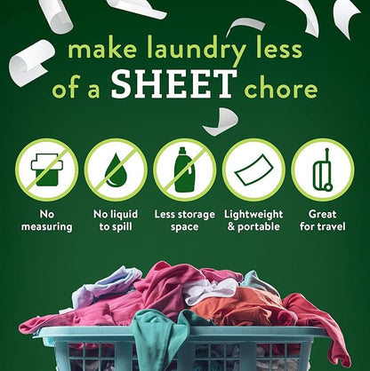 Biokleen Laundry Detergent Sheets - Dye & Fragrance Free, Hypoallergenic, Enzymatic Cleaner, Stain Remover, Bio Active Formula, No Plastic Jug, Unscented, 100 Loads