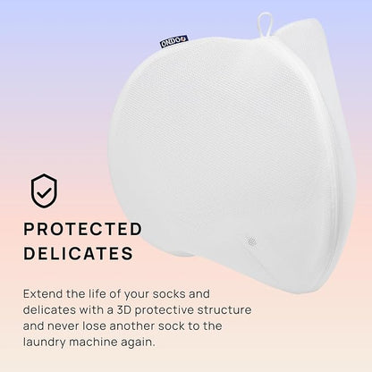 ONDO Premium Mesh Laundry Bag - 3D Cushioned Recycled Polyester - Heavy Duty YKK Zipper - Made in Korea - Medium - White/Grey