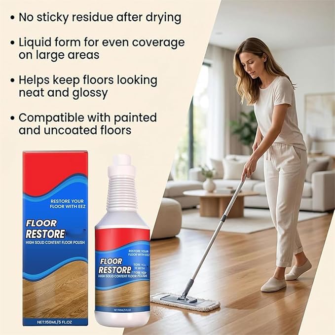 Floor Restore Solution, Floor Restorer & Clean Hardwood Restore, Wood Restorer, 150ml Flooring Protection Agent For Shine Wood, Laminate, Vinyl (2pcs)
