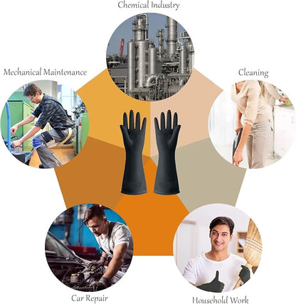 Black Cleaning Rubber gloves, M-L Kitchen Household Dishwashing Latex Gloves, Heavy Duty Chemical Glove