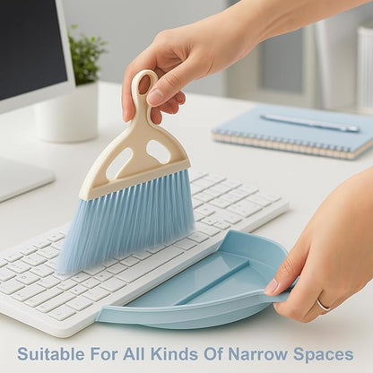 6 Pcs Small Dustpan and Brush Set, Whisk Broom Dust Pan with Handle, Nesting Tiny Dust Pan with Brush Mini Hand Broom and Dustpan Set for Cleaning Home, Classroom, Countertop, Keyboard, Car & Pet Nest