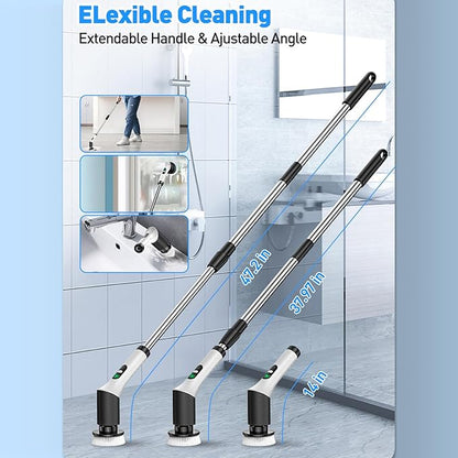 Weytoll Electric Cleaning Brush Kit Multifunctional Handheld Cordless Scrubber for Kitchen Bathroom Digital Display