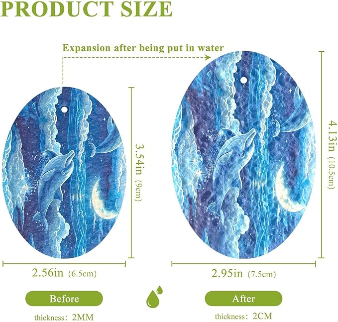 Dolphin Kitchen Scrub Sponges, Pop-up Kitchen Cleaning Sponges Reusable Dish Washing Sponges for Bathroom Household Cleaning 3 Pack - Non Scratch Scrubber