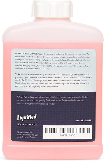 Liquified RV Sensor Treatment - RV Black Tank Sensor Cleaner, Highly Concentrated Formula, Deep Clean RV Grey Tanks, Dissolves Waste, Proudly Made in USA
