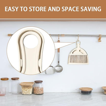 Mini Broom and Small Dustpan Brush - Hand Broom and Dustpan Set, Mini Dust pan and Brush Set, Small Dust pan for Cat Litter, Kitchen, Tables, Countertops, Cars, etc.