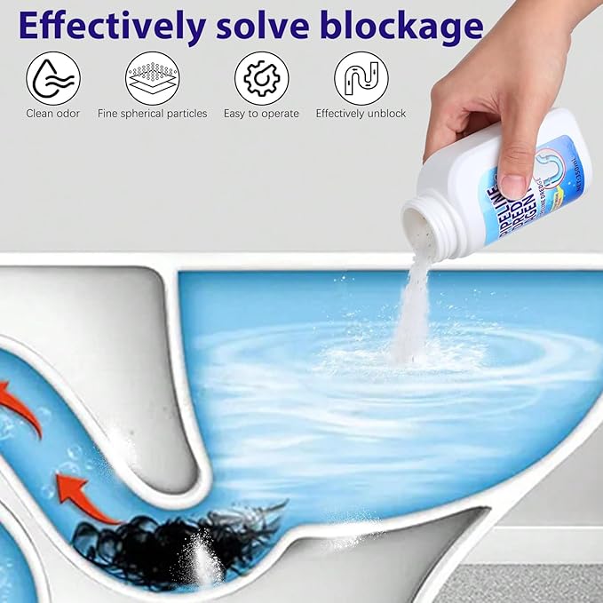 Pipeline Dredging Agent, 350ml Drain Clog Remover, Powerful pipe dredging agent, Powerful Quick Cleaning Drain Toilet Cleaner Tool, Unclog Clog And Kitchen Sink Pipe Unblocker Powder (Pack of 2)