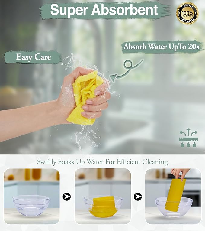 10 PCS Swedish Dishcloths for Kitchen 100% Biodegradable | Reusable Cellulose Sponge Cloths | Ultra Absorbent, Eco-Friendly Cleaning Towels | Dishcloths for Washing Dishes & General Cleaning Supplies