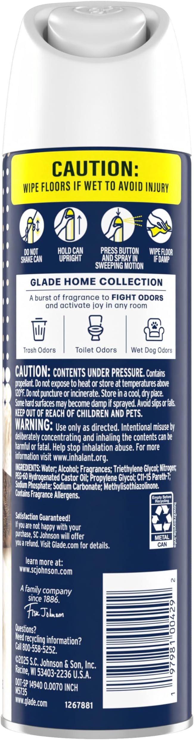 Glade Air Freshener Room Spray, Pet Fresh Scent, Odor Fighting to Deliver Long Lasting Freshness, 7.3 Oz, 6 Count