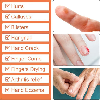 PAGOW 20 Pcs Gel Finger Support Protector Caps Gloves, Silicone Fingertips for Hands Cracking, Large Gel Finger Cots/Covers, Eczema Skin, Trigger Finger Arthritis Pain Relief