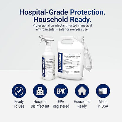 Pro Mold Killer Fungicide Disinfectant including Aspergillus Niger (Black Mold) H5N1 Pack | Multi-Purpose Fungicide, Mildewstat, Disinfectant, Virucide | EPA Reg. 1 Gal + 32 oz.