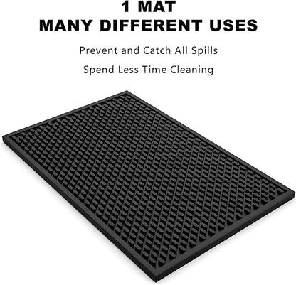 AXIESO 2 Pack Silicone Bar Mat - 1/2 Inch Thick Heat-Resistant and Food Safe Drip Mat - Spill Mats for Counter Top - Kitchen Service Mat, Coffee Bar, Restaurant - Drying Mat - 18 x 12 Inches