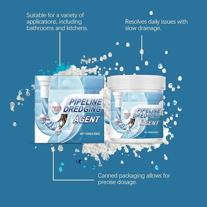Powerful Drain Clog Remover Powder 100g, Fast-Acting Drain Cleaner with Sodium Sulfate & Sodium Hydroxide, Dissolves Hair, Grease & Soap Scum, Deep Cleans Pipes for Kitchen Sinks & Bathroom Drains
