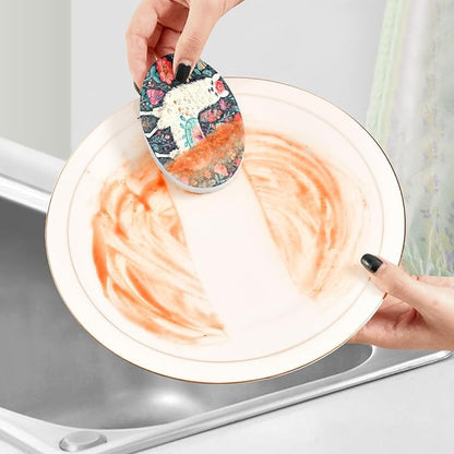 Llama Kitchen Scrub Sponges, Pop-up Kitchen Cleaning Sponges Reusable Dish Washing Sponges for Bathroom Household Cleaning 3 Pack - Non Scratch Scrubber