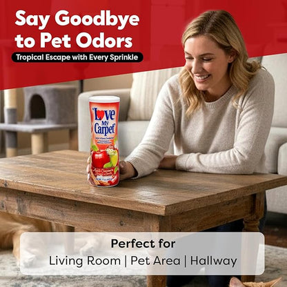 6 Love My Carpet | Carpet Deodorizer & Freshener Powder | 17 oz Pet Odor Eliminator for Strong Odor & Pet Urine | APPLE CINNAMON | Safe for Homes with Pets