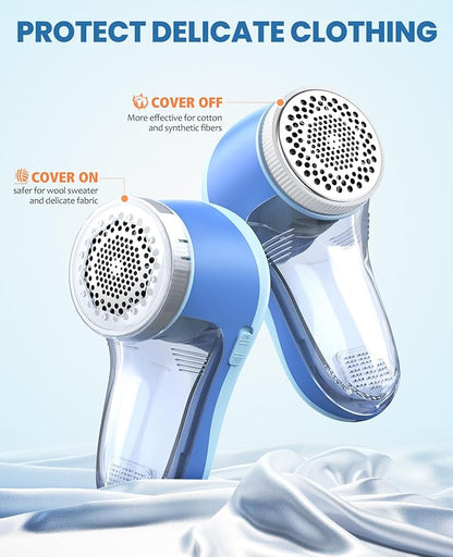 POPCHOSE Fabric Shaver, Lint Remover for Clothes, Electric Lint Shaver with 6-Leaf Blades, Sweater Shavers to Remove Pilling for Clothing, Couch, Furniture, Fuzz, Lint Ball, Bobbles, Blue-Cyan