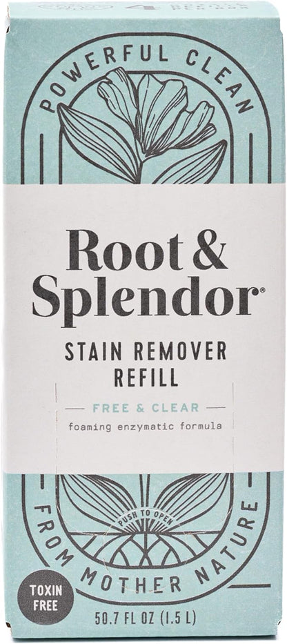 Root & Splendor Non Toxic Stain Remover Refill - Natural Stain Remover for Laundry | Eco Friendly, Plant Based, EWG Verified, Unscented, 1.5 Liter