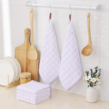 Homaxy 100% Cotton Terry Kitchen Dish Cloths, Ultra Soft and Absorbent Dish Towels for Kitchen, Suitable for Drying and Washing Dishes, 8 Pack, 12 x 12 Inches, White