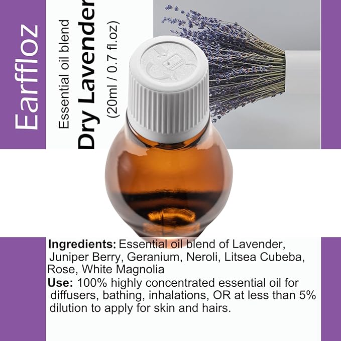 2 Scents Natural Essential Oil Refill and Wick Set (Happy Citrus, Dry Lavender) for DIY Plug-in Air Freshener w/Earffloz Fragrance Plug Oil Diffuser (2x20ml Essential Oil + 2 Wicks)