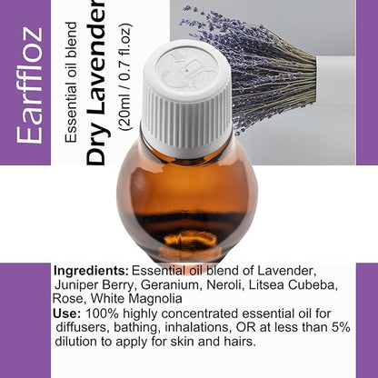 2 Scents Natural Essential Oil Refill and Wick Set (Happy Citrus, Dry Lavender) for DIY Plug-in Air Freshener w/Earffloz Fragrance Plug Oil Diffuser (2x20ml Essential Oil + 2 Wicks)