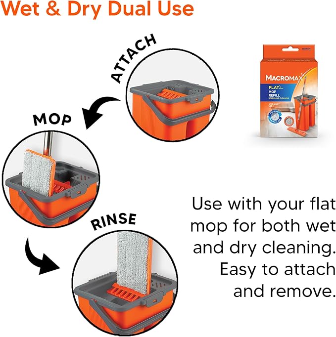 Macromax Multi Spray Mop Refills – 100% Microfiber Replacement Pads – Compatible with Flash & Funny Spray Mops – Lint-Free, Scratch-Free, Reusable – for Wood, Tile, Laminate & Glass