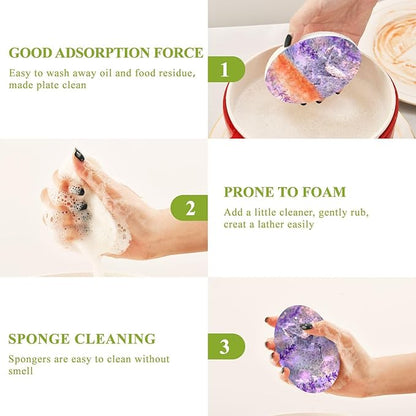 Hummingbird Kitchen Scrub Sponges, Pop-up Kitchen Cleaning Sponges Reusable Dish Washing Sponges for Bathroom Household Cleaning 3 Pack - Non Scratch Scrubber